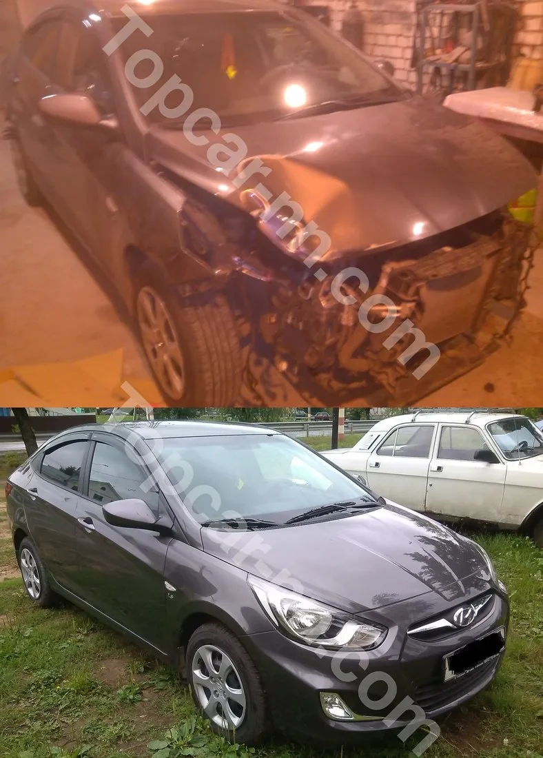 Front-end collision repair, before and after